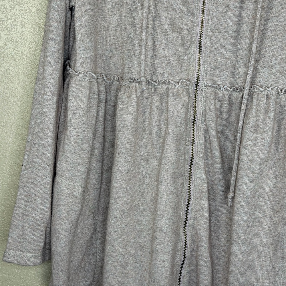 Easel Hooded Zip Up Dress Cardigan Medium Blush Pink Boho Cozy Tunic Pockets - Picture 3 of 7